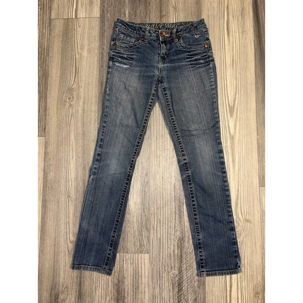 Vintage ~ Justice Distressed Medium Wash Blue Jeans Denim 14S Short Girls Youth